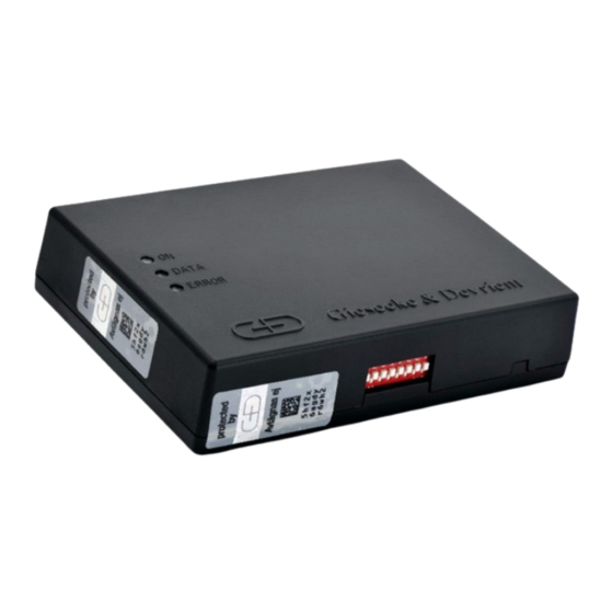 Giesecke & Devrient Cash Control Unit 1.0 Manuals