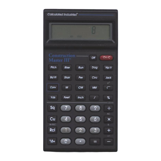 Calculated Industries Construction Master III User Manual