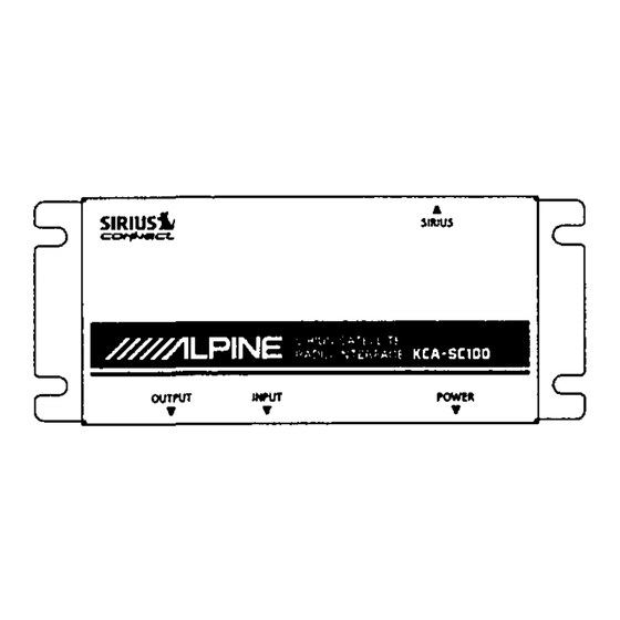Alpine KCA-SC100 Owner's Manual