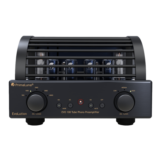 PrimaLuna EVO 100 Quick Start Manual