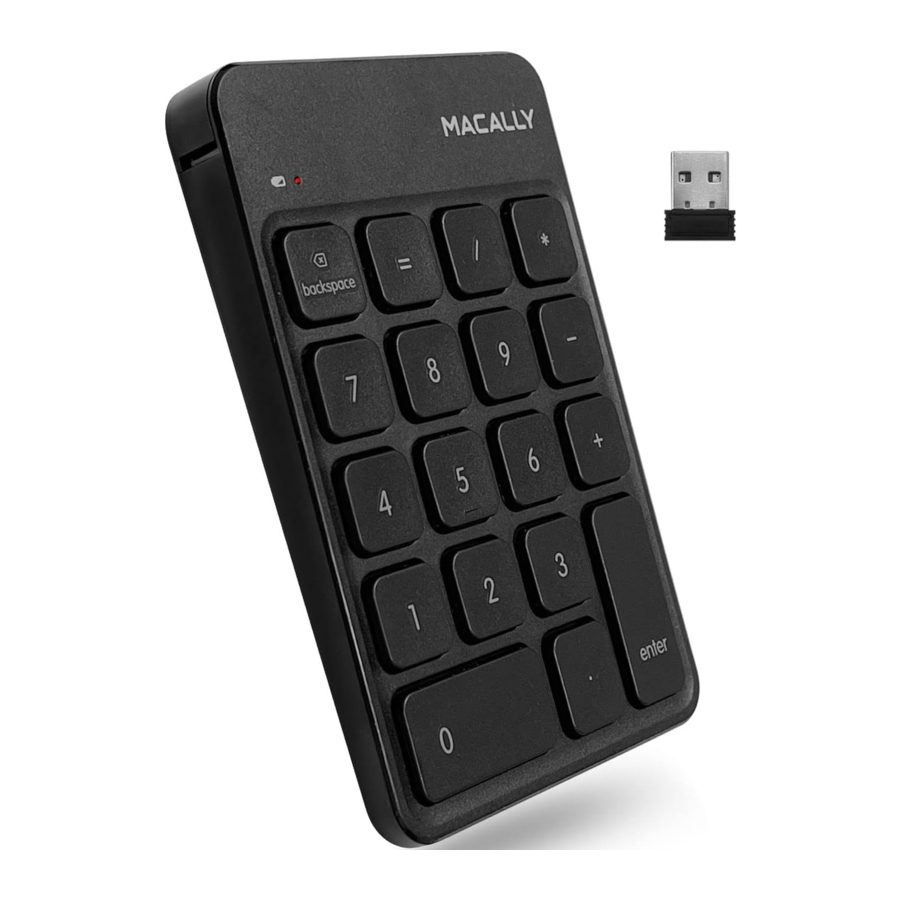 MACALLY RFNUMKEY - Rechargeable Wireless RF Numeric Keypad Manual