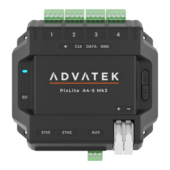 ADVATEK LIGHTING PixLite E4-S Mk3 Quick Start Manual