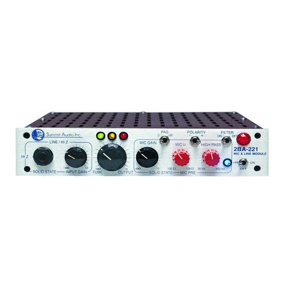 Summit Audio 2BA-221 Operation Manual