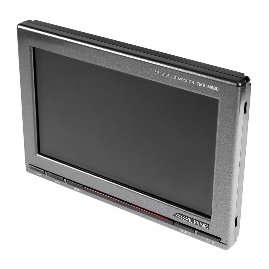 Alpine TME-M680, TME-M680EM - LCD MONITOR Manual