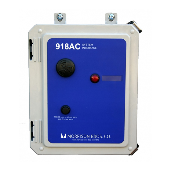 Morrison Bros. co. 918AC Series Installation, Operation And Maintenance Instructions