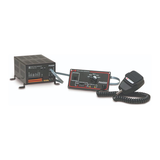 Federal Signal Corporation PA4000 Installation, Operation And Service Instructions