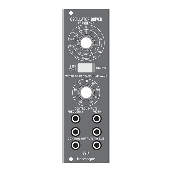 Behringer 921A Quick Start Manual