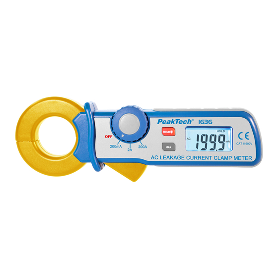 User Manuals: PeakTech 1636 Leakage Current Clamp