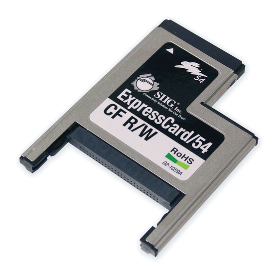 SIIG ExpressCard/54 CF R/W Quick Installation Manual