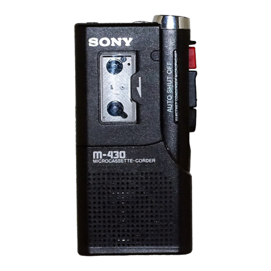 Sony M-430 - Microcassette Recorder Specifications