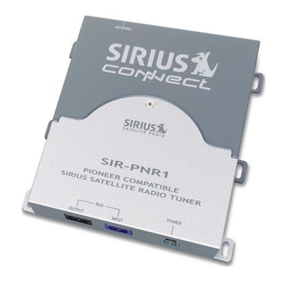 Sirius Satellite Radio SIR-PNR1 Installation Manual