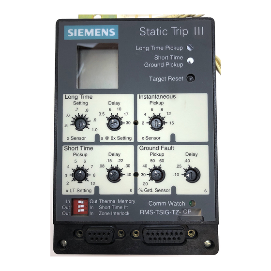 Siemens Static Trip III Manuals