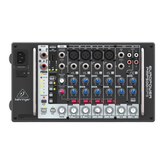Behringer EUROPOWER PMP500MP3 Quick Start Manual