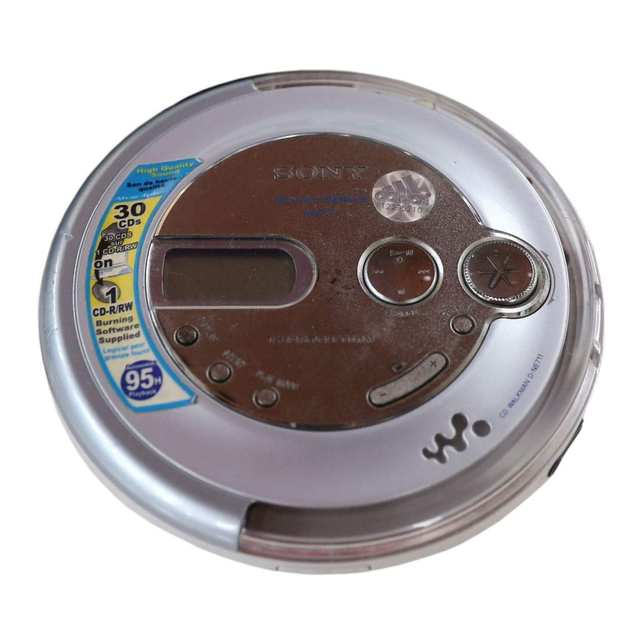 Sony ATRAC CD Walkman D-NE711 Operating Instructions Manual