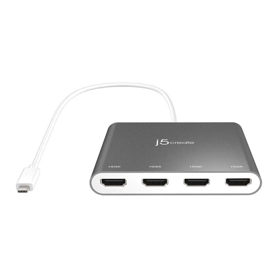J5create JCA366 - USB-C To 4-Port HDMI Multi-Monitor Adapter Manual