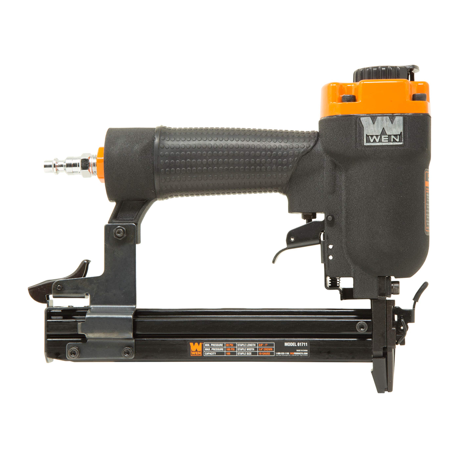 WEN 61711 - 18-Gauge 3/8-Inch to 1-Inch Air-Powered 1/4-Inch Pneumatic Stapler Manual