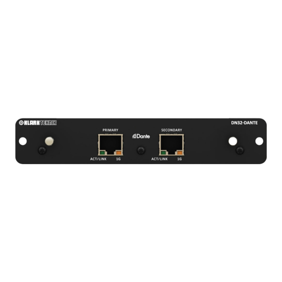 Klark Teknik DN32-DANTE Quick Start Manual