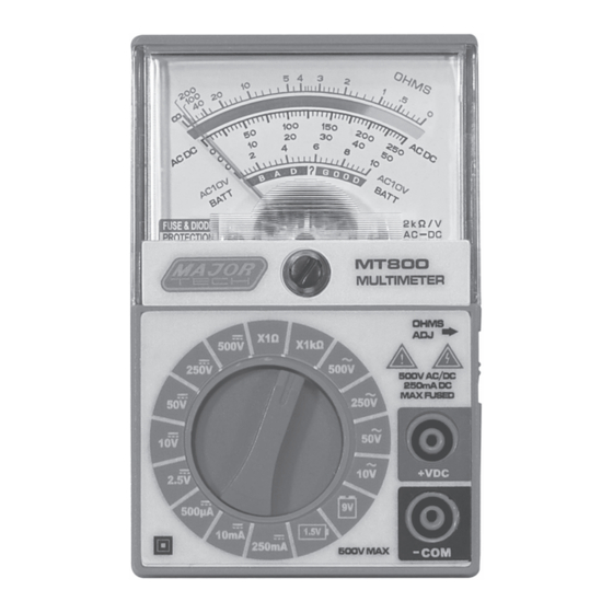 Major tech MT800 Instruction Manual