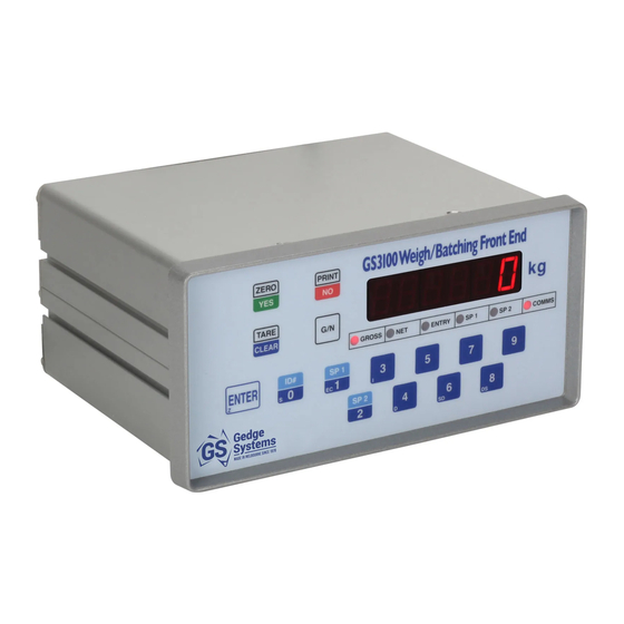 User Manuals: Gedge Systems GS3100 Weigh/Batching
