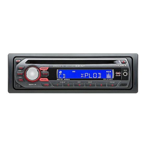 Sony CDX-GT420IP - FM/AM CD Player Installation and Connections