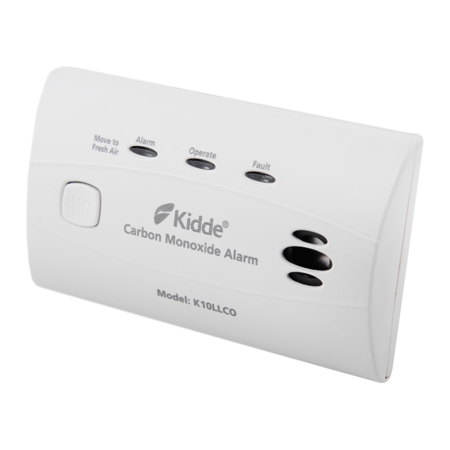 Kidde K10LLCO; K10LLDCO - Sealed Battery, Long Life Carbon Monoxide Alarm Manual