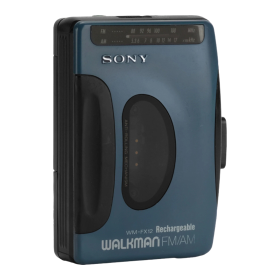 User Manuals: Sony WM-FX12 Portable Cassette Player