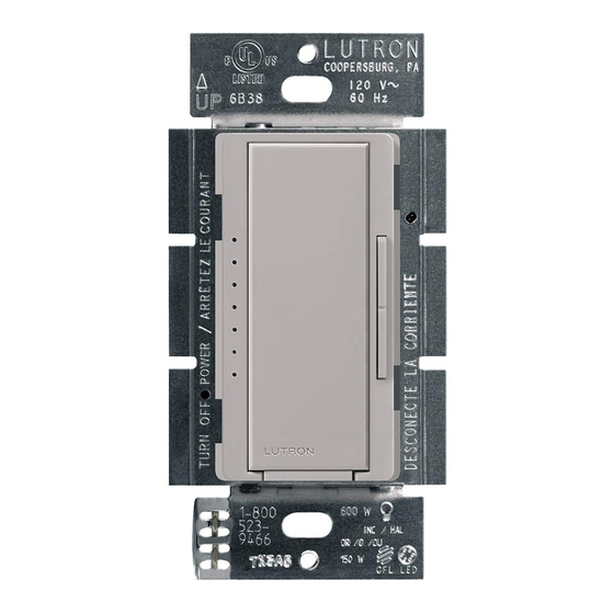 Lutron Electronics DESIGNER-STYLE WIRED MAESTRO DIMMERS Manual