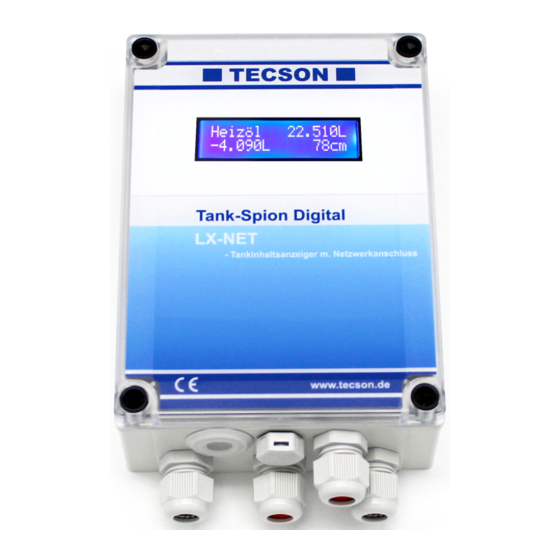 Tecson Tank-Spion Digital LX-NET Installation Instructions Manual