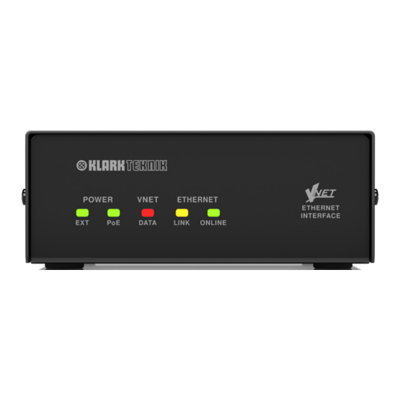 Klark Teknik VNET Quick Start Manual