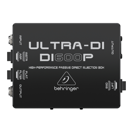 Behringer ULTRA-DI DI600P Quick Manual