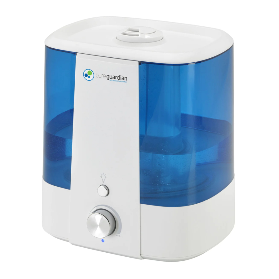 Guardian H1175 - PureGuardian 1.5-Gallon Top Fill Ultrasonic Cool Mist Humidifier with aroma tray Manual