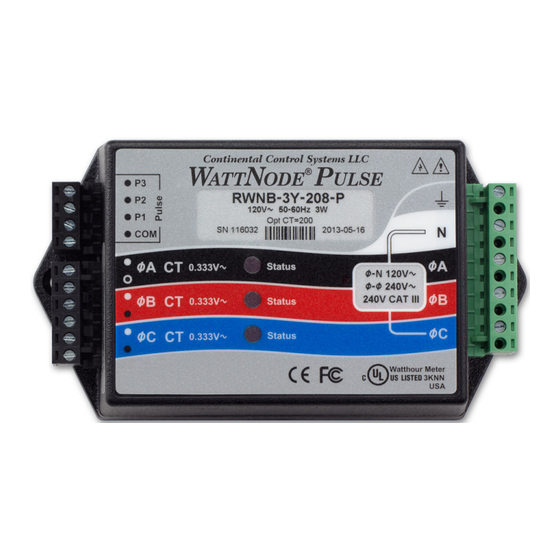 CCS WattNode Revenue Pulse RWNB-3Y-208-P Manuals