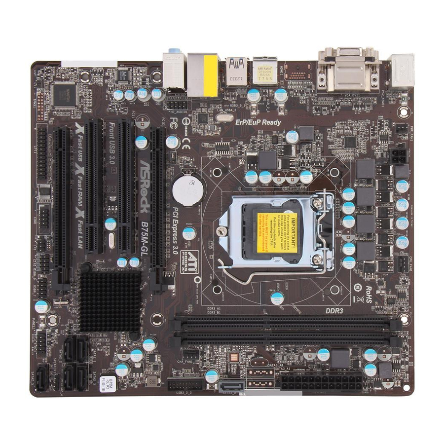 ASROCK B75M-GL Quick Installation Manual