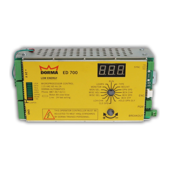 Dorma ED700 Installation And Tune In Manual