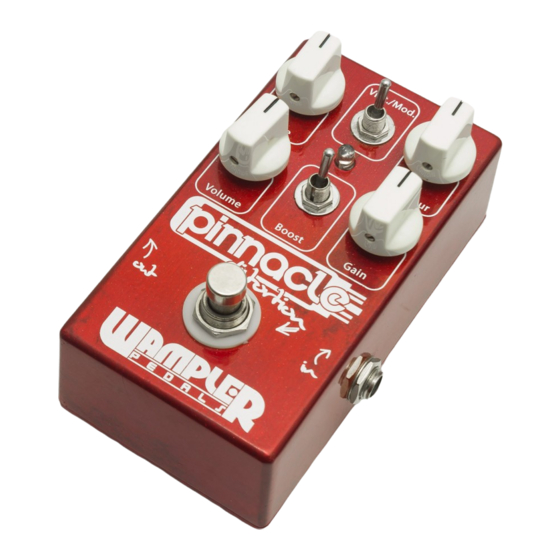 Wampler pedals Pinnacle Quick Start Manual