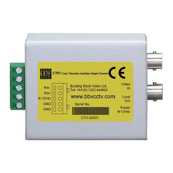 BBV CTI/1 Installation Manual