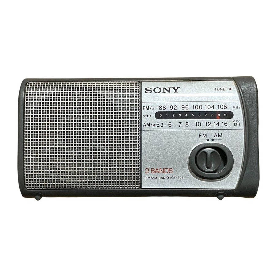 SONY ICF-303, ICF-303L - FM/AM/LW Radio Manual | ManualsLib