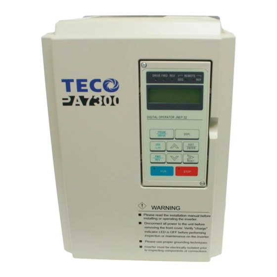 TECO-Westinghouse PA7300 Series Installation And Operation Manual