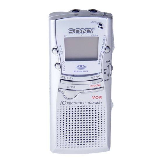 Sony ICD-MS1 Operating Instructions Manual