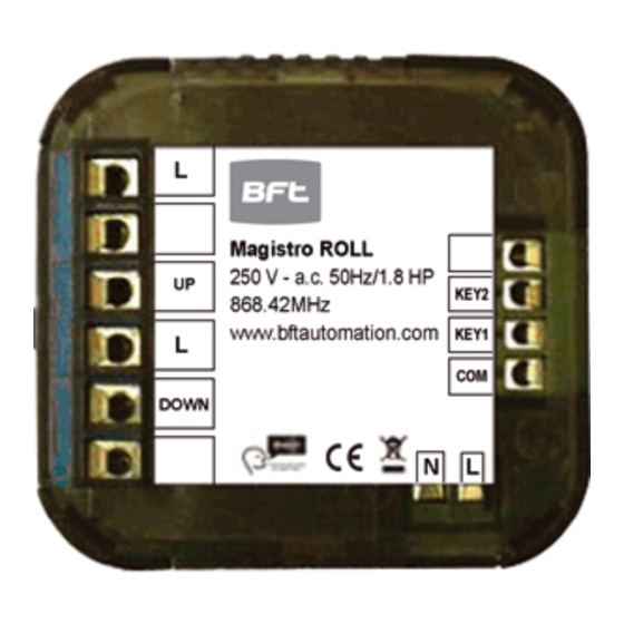 BFT Magistro ROLL Quick Manual