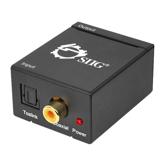 SIIG Digital to Analog Audio Converter Quick Installation Manual