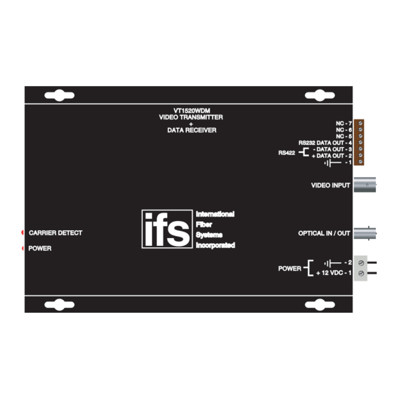 UTC Fire and Security interlogix VR1520WDM Installation & Operation Instructions