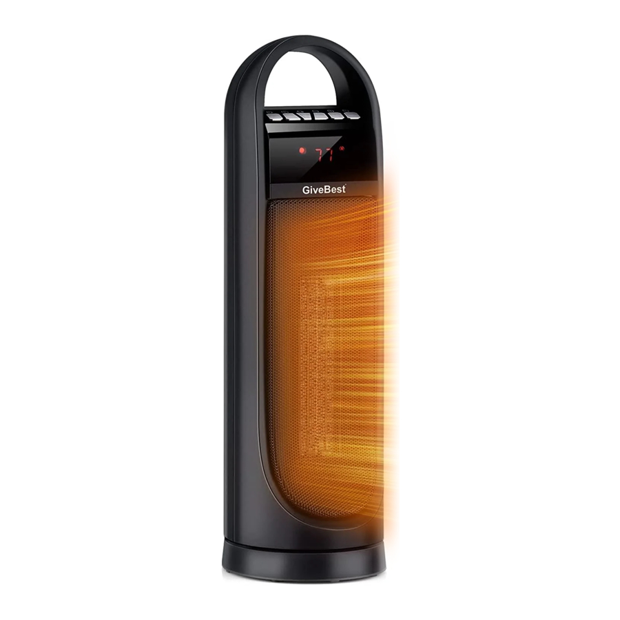 GiveBest HPU15A-E - 22" Digital Electric Tower Heater with Thermostat and Remote Control Manual