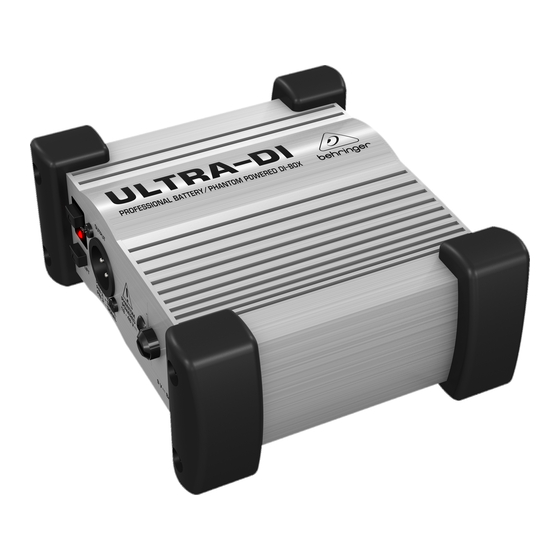 Behringer ULTRA-DI DI100 Quick Start Manual