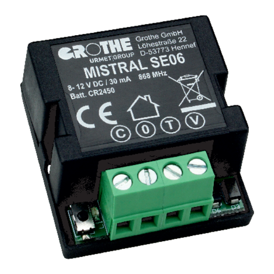 urmet domus GROTHE MISTRAL SE06 Instructions For Installation And Operation Manual
