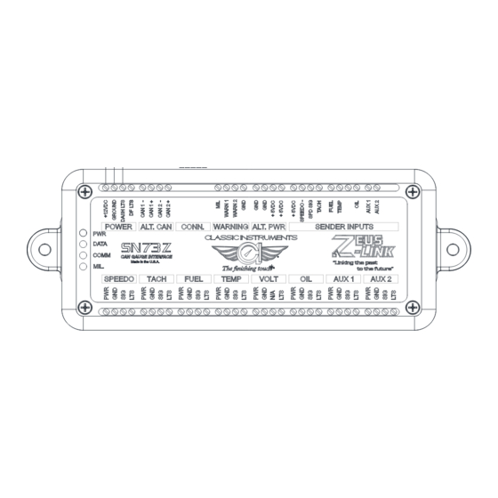 Classic Instruments Zeus Link SN73Z Manuals