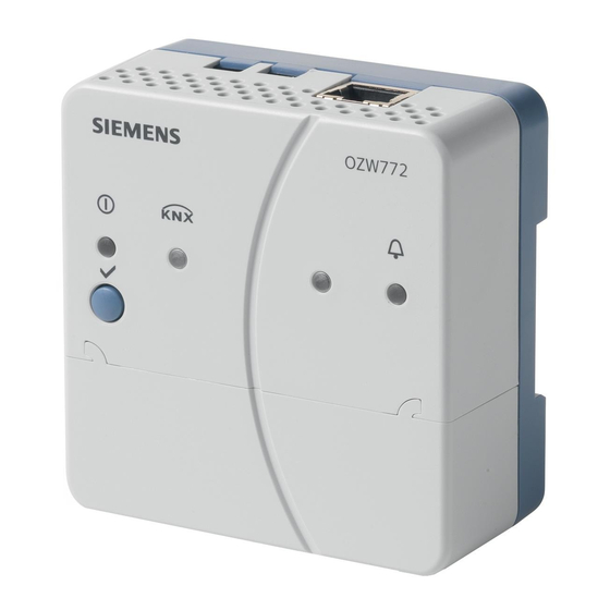 Siemens Synco OZW772 Series Commissioning Instructions