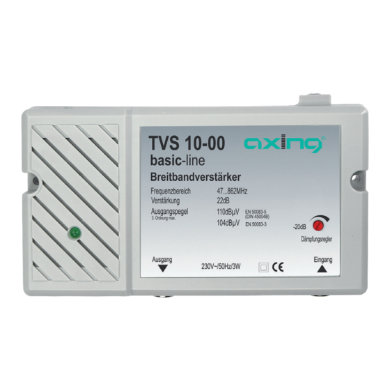 axing basic TVS 10-00 Operation Instructions