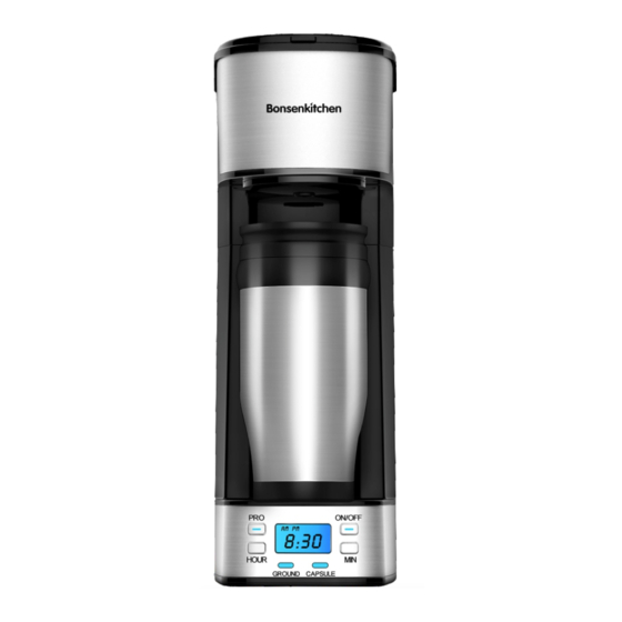 Bonsenkitchen Silver Black 12 Cups Steel Programmable Coffee Maker CM8903
