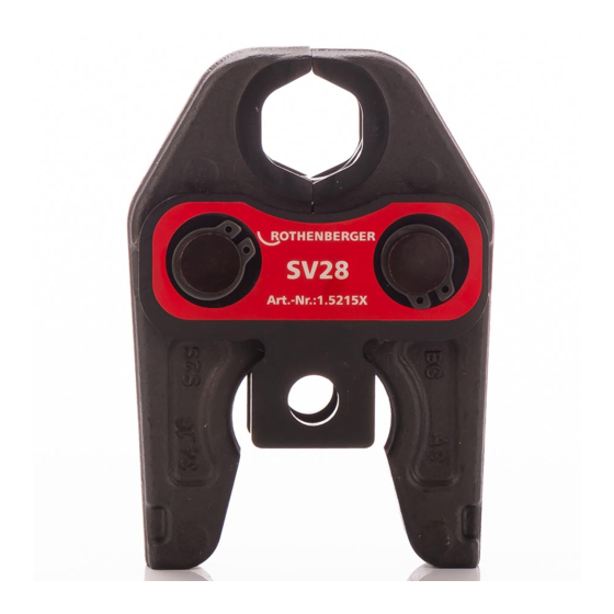 Rothenberger SV28 Instructions For Use Manual